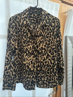 Halogen Leopard Print Button-Down Shirt